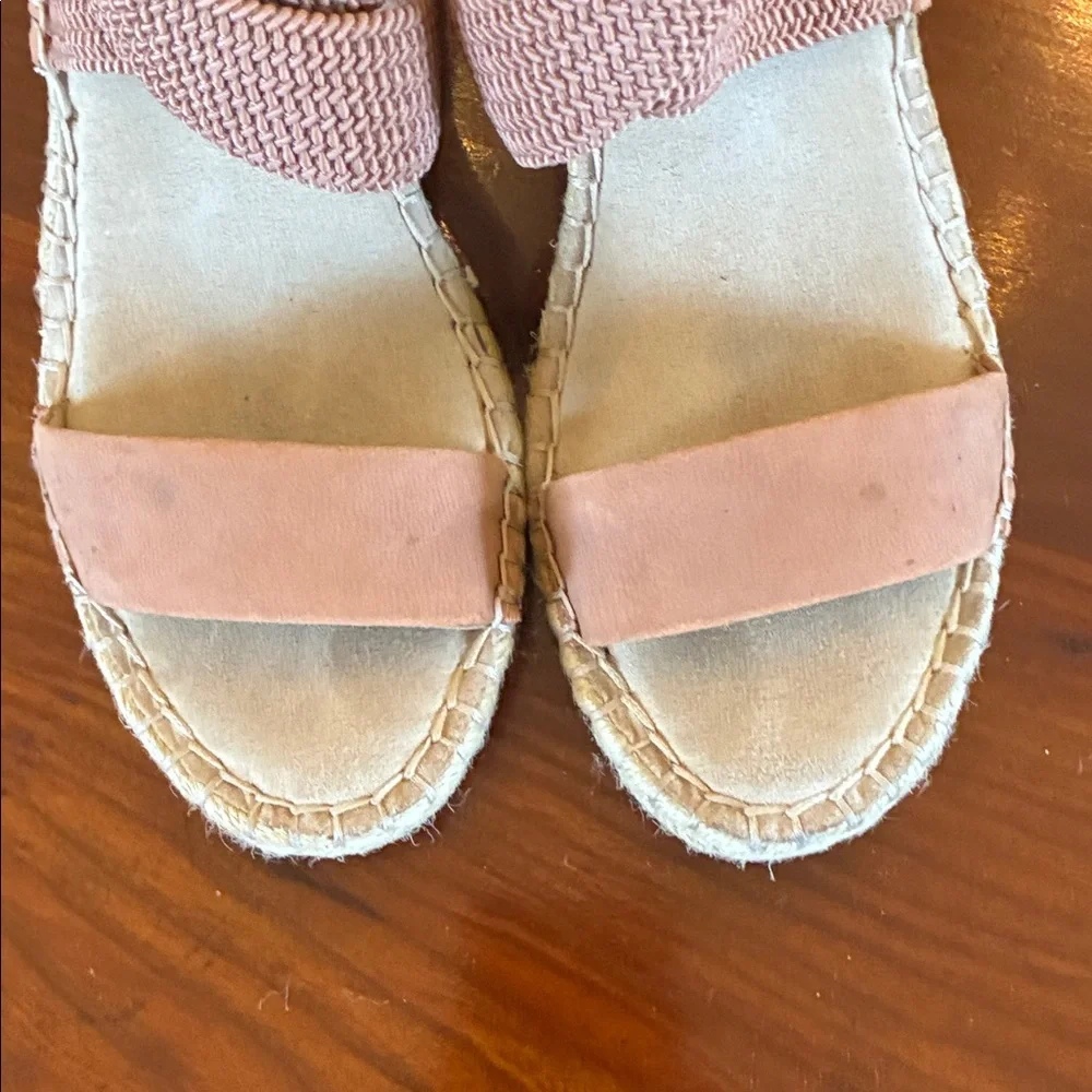 Steve Madden Pink Woven Elastic Espadrille Wedge Sandals